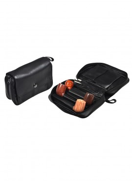Lubinski 4 pipes & Tobacco Pouch Black Leather