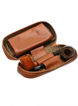 Castello Leather Case for 2 Pipe & Tobacco DEER